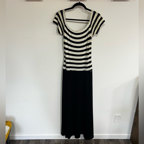 Vintage Joseph Ribkoff Couture Striped Maxi Dress - Picture 1 of 9